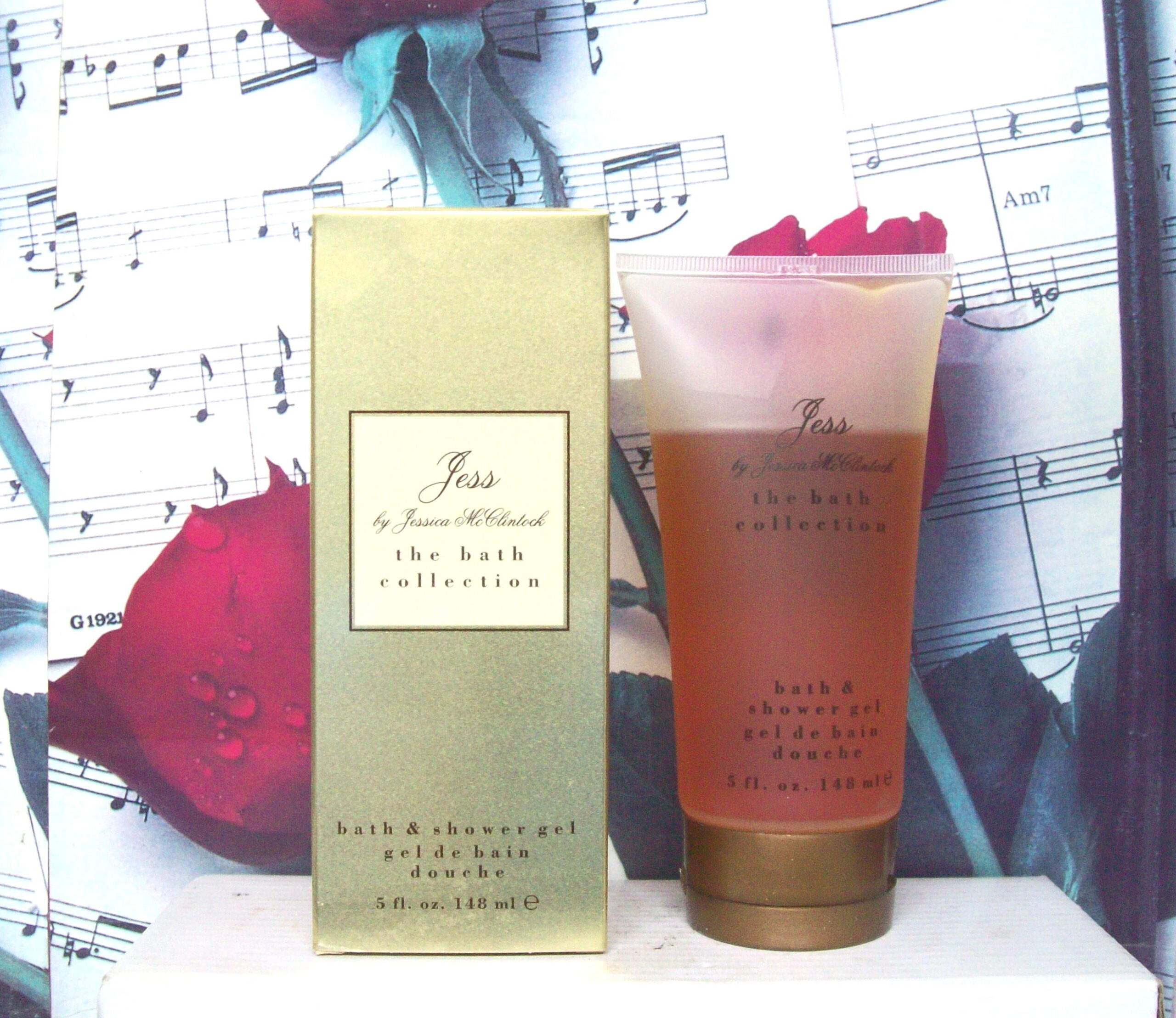 Jess by Jessica McClintock bath and shower gel bottle Jess by Jessica McClintock bath and shower gel 5.0 oz Jessica McClintock Jess bath and shower gel packaging Jess by Jessica McClintock floral bath gel